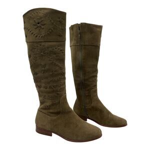 Jack Rogers Tara Suede Tall Knee High Riding Boots Oak Tan Size 8M